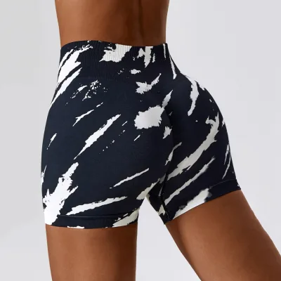 OEM Seamless Animal Print Anti-Bacterial Workout Shorts Women Sublimation Yoga High Waisted Gym Fitness Spandex/Nylon Adults