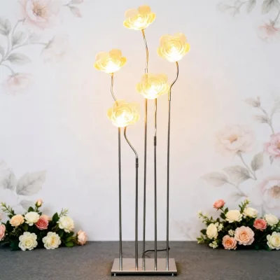Custom Ins Luxury Rose LED Warm Light Floor Lamp for Wedding Birthday Christmas Events Centerpiece Party Bar Restaurant Backdrop