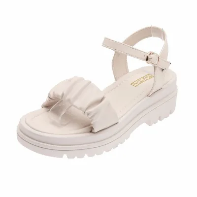 Summer Sponge Cake Platform Middle Heel fairy Style Flat New Women's Sandals