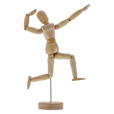 Art Supply Wood 5" Artist Drawing Manikin Articulated Mannequin with Base and Flexible Body