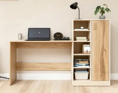 New Trendy Light Tone Split Table Separable Desk & Storage Unit with Easy Assembly for Home & Office Dual Use