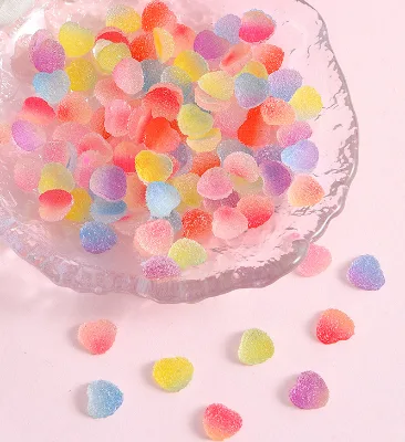 New Designs Mixed Heart Candy Charms Gold Resin Cabochons Flat Back for Nails