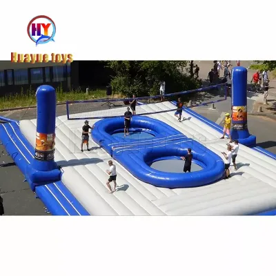 Durable PVC Inflatable Sport Court Outdoor Inflatable Volleyball Court With Trampoline for Adults Interactive Games