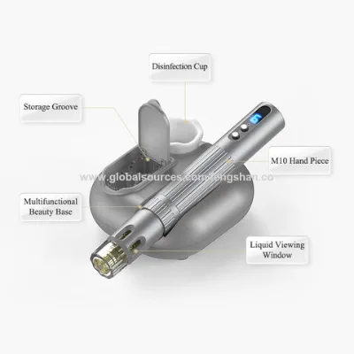 Home/salon use hydra microneedling facial dermapen with adjustable 6 speed levels and red & blue light therapy