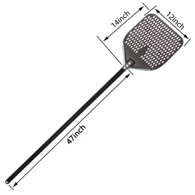 Hard Anodized Pizza Peel with Aluminum Handle Non-Stick Perforated Metal Pizza Peel for Home & Commercial Bakery