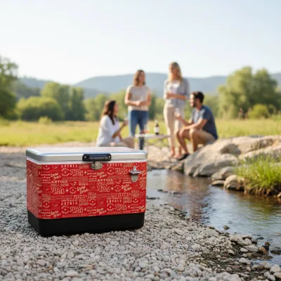 Beyond 54QT Hard Cooler Insulated Metal Cooler Box with Retro Design Waterproof for Travel & Wine