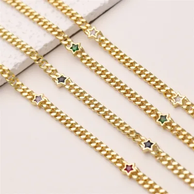 Wholesale DIY Jewelry Accessories Gold Plated Rhinestone Brass Chain