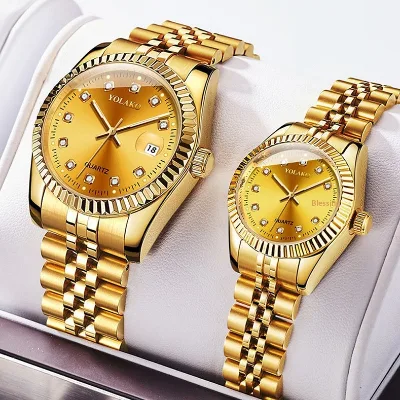 Quartz watch with eco-friendly hands, stylish for couples