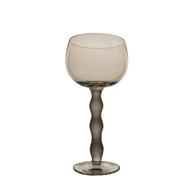 Mid-Century Wave Cup Handle Tall Glass Trendy Design Sweet Wine Glass French-Style Red Goblet
