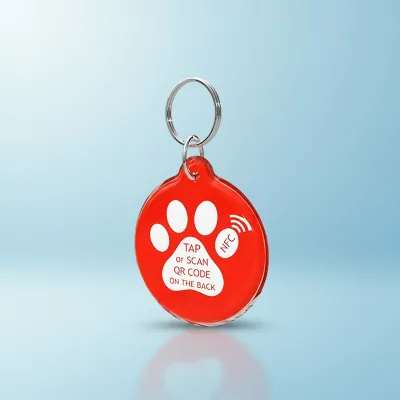 Custom Pet Id Tag Nfc QR Code and URL Programmable Epoxy Nfc Pet ID Collar Tag for Dog / Cat