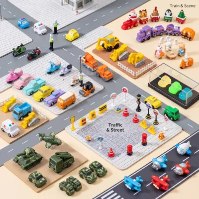 Mini Vintage Bus Resin Car Christmas Holiday Train Motorcycle Sportbike Racing Bike Airplane Aircraft Traffic Sign Road Figurine
