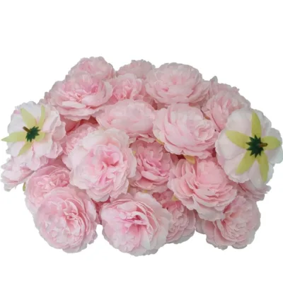 Artificial Flower Heads for Craft Light Pink Rose Heads Silk Peony Heads No Stem for DIY Flower Well Bouquet Decoration