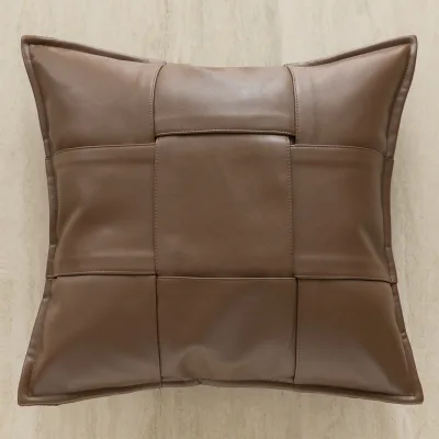Luxury Woven Washable Artificial Leather Synthetic Fiber-Filled Decorative Throw Pillow