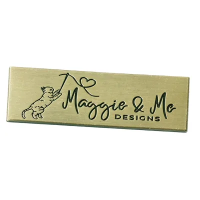 Luxury Rectangle Shaped Garment Hardware Metal Brushed Antique Letter Engraved Plate Emblems Heavy Duty Safety for Leather Bags