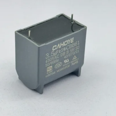 Hongye CBB61 7uF 350VAC Film Capacitor for Ceiling Fan High Quality Low Cost Through-Hole Packaging CQC & TUV Certified