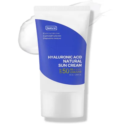 Private Label Waterproof Hyaluronic Acid Natural SPF50 Suncream 50ml Lightweight Sunscreen Cream