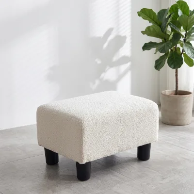 Wholesale Rectangular Upholstered Footstool Ottoman Solid Wood Legs Polyester Fabric Living Room Hotel Manufacturer