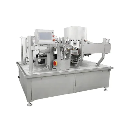 Vffs Plastic Bag Feeding Vacuum Rotary Filling Packing Machine High Speed Bagging 4 Station Packaging Machine With Feeder