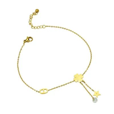 New Four Leaf Clover Gold Plated Stainless Steel Foot Chain Trendy Sexy Non-Fading Party Foot Accessories Jewelry
