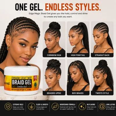 Private Label Strong Hold Twist Defining Gel Non Greasy Hair Gel Frizz-Control Professional Braid Gel for Damaged Hair