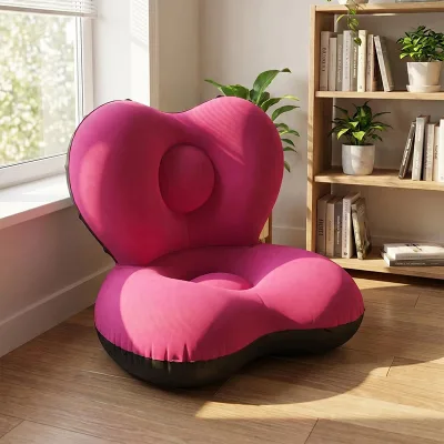 Heart Inflatable Lazy Sofa Recliner with Backrest PVC Air Chair for Camping
