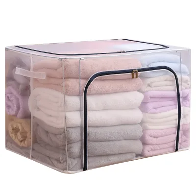 Hot Sale Clothes Storage Box Transparent Clothes Moving Organizing Box Box Fabric Folding Wardrobe Dormitory Storage Basket Bag