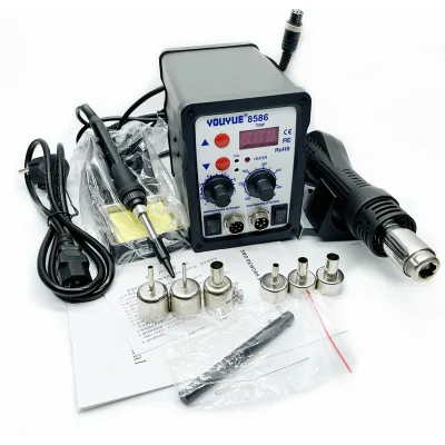 Digital Display Shows the 2-in-1 Desoldering and Welding Station 8586 with Electronic Repair Tools and Electric Soldering Irons