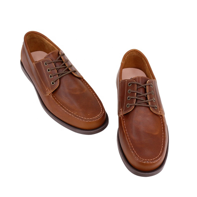 China Factory Wholesale Horse Leather Leather Lace Casual Dress Shoes Mens Moccasins Loafer Boat Shoes for Men