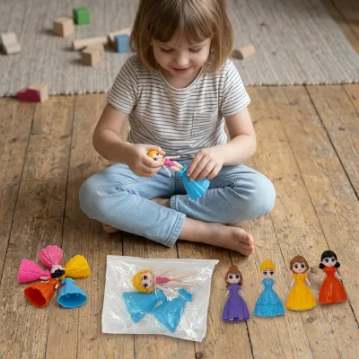10 Styles Mini Plastic Dress-up Girl Figures 2 Inch Assemble Princess Dolls Toy for Snack Brands & Restaurants Promotional Gifts