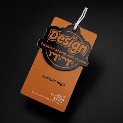 Custom Kraft Swing Tag White Print 50x85mm Jute Twine Custom Logo for Accessories Brand Garment Apparel OEM Factory Wholesale