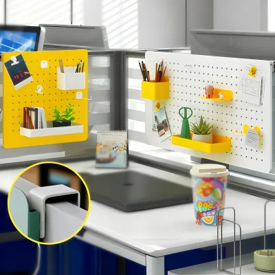 Stylish Modular Desk Partition Pegboard Organizer | No-Drill Hanging & Tabletop Leaning DIY Storage Kit | for Home Office Study