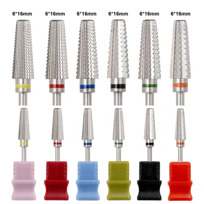 New Design 6mm 5 in 1 Tungsten Carbide Nail Drill Bit Wholesale Noiseless Popular Style Electric Manicure Drill Bits Custom