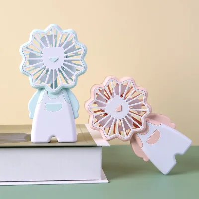 HECION Cute Lion Pocket Fan: Cartoon-Style Cute Pet Handheld Fan, USB-Rechargeable Portable Fan