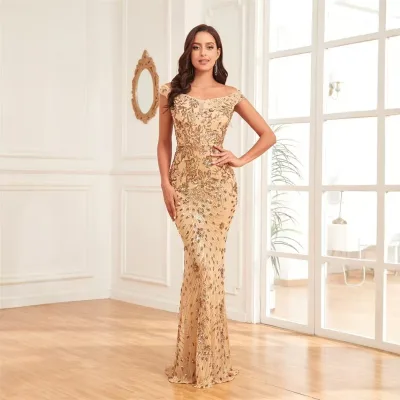 Classic Victorian Ball Gowns Elegant Formal Party Dress for Women High Quality Sequin Prom Dress with Shoulder Size XS