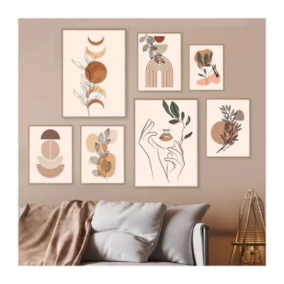 Abstract Women Floral Plants Foliage Lines Wall Art Print Canvas Painting Poster Wall Picture Living Room Home Decoration