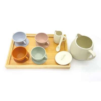 Kids Play Kitchen Food Accessories Bpa Free Phthalates Free Silicone Tea Set Toddler Pretend Play Tea Party Set for Boys Girls