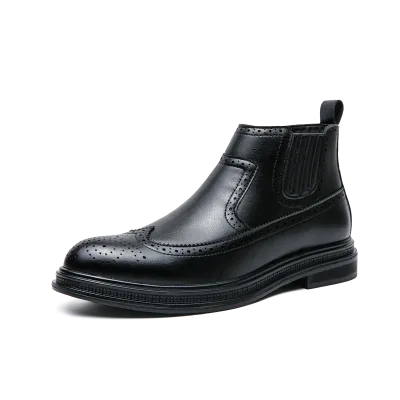 Men's Classic PU & Leather Chelsea Boots with Zip Closure Comfort Anti-Slip Rubber Sole-Autumn/Winter Fashion