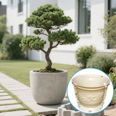 Custom ABS Plastic Large Concrete Cement Bonsai Pot Mold New Silicone Flowerpot Mouldings for Villa Garden Planter Ornaments