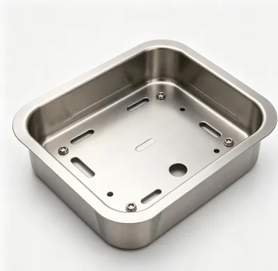 Stainless Steel CNC Machined Metal Box With Mounting Holes And Screw Fixtures Customized CNC Machining Service