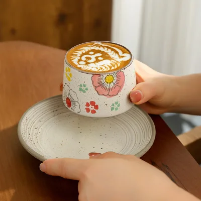 New Japanese Ceramic Coffee Cups Latte Art Mugs Hand Painted Underglaze Tea Cups Beverage Mouth Cups Home Office Tableware Gift
