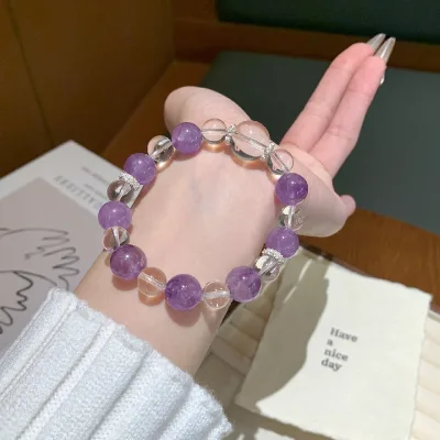 New versatile bracelet, new simple design bracelet with fortune beads, women's jewelry, natural white crystal couple's style