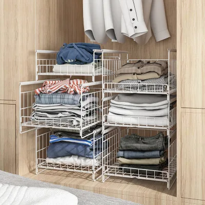 Closet Organizer Shelf Drawer Style Wardrobe Divider Rack for Clothing Storage Cabinet Interior Space Organization