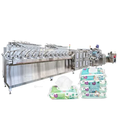 China Factory Suny Group 12 Lanes Full Automatic Wet Towel Making Packaging Machine