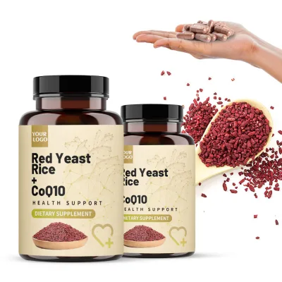 Private Label Ubiquinol 200mg Coenzyme CoQ10 Capsules Support Heart Health Red Yeast Rice Supplements for Adults