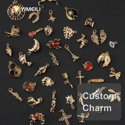 YIMEILI&Custom-made Stainless Steel PVD 18K Gold-plated Pendant Heart Sun Ladybug Angel Lock DIY Bracelet Necklace Charm