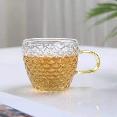 Japanese Style Hammer Pattern Thickened High Borosilicate Glass Handle BPA Free Heat Resistant Small Tea Cup Kung Fu Tea Set