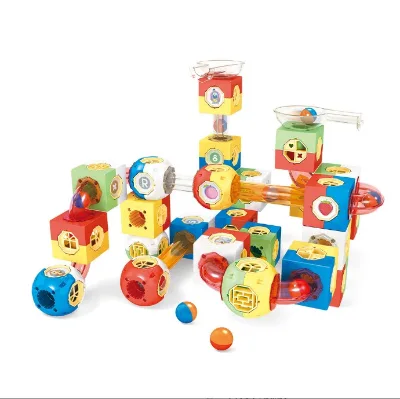 2024 Children's Handmade Eco-friendly Plastic DIY Ball Slide Building Blocks Block Set Educational Toy Games