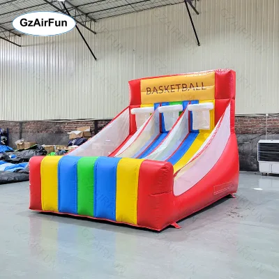 Commercial Inflatable Triple Lane Basketball Shootout Game,Inflatable Basketball Toss Game With Auto Return Ramp for Event