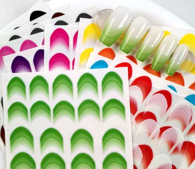 New Desgin 12colors Custom Logo French Style Nail Stickers Curved Line 3D DIY Press On Nail Accessories Gradient Nail Decal