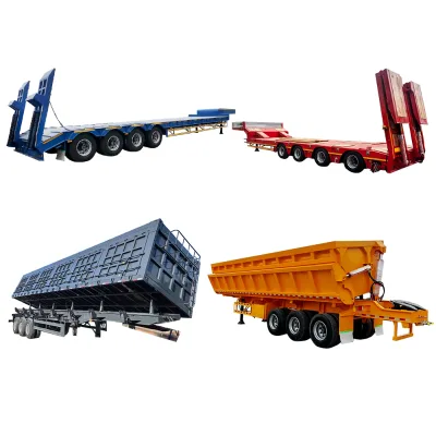 Hot Sale Cargo Transport Dump Tipper Cement Mixer Box Trucks Truck Tractor Flatbed Lowbed Camper Car Semi Trailer